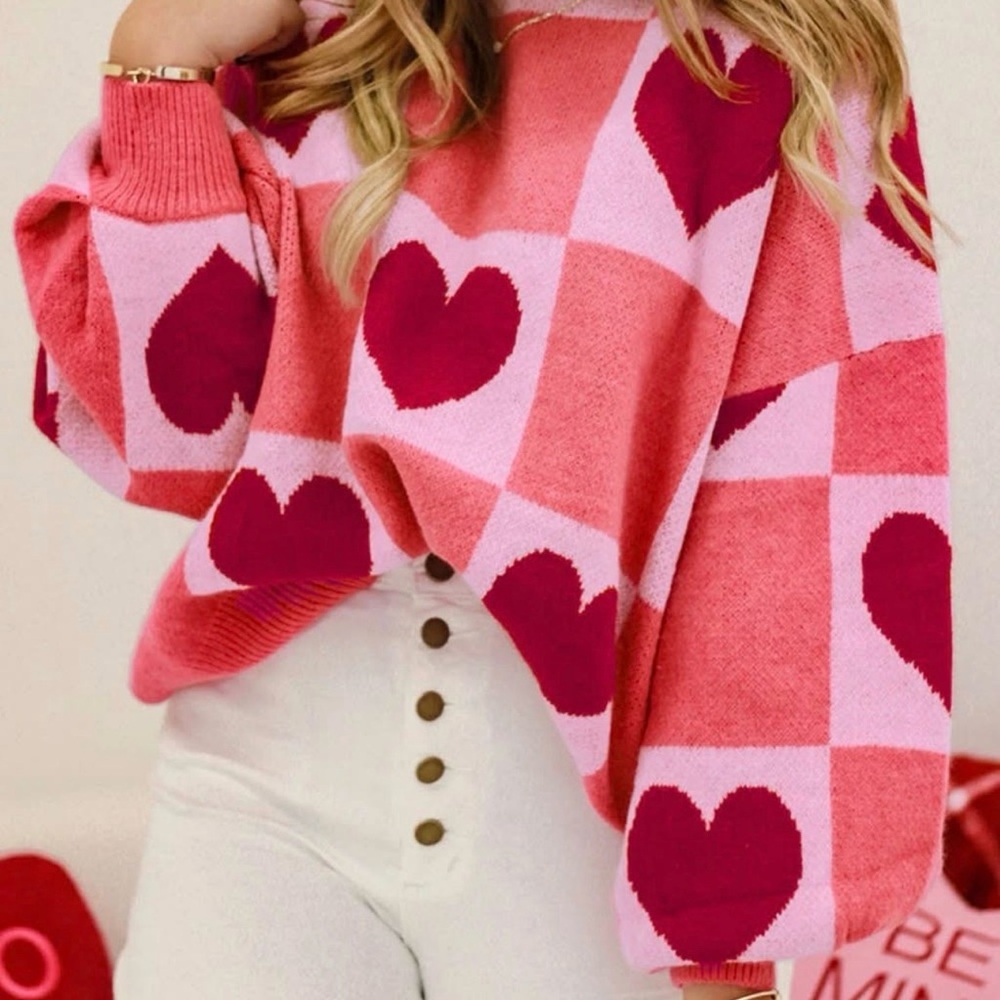 Balloon sleeve Valentine’s Day sweater